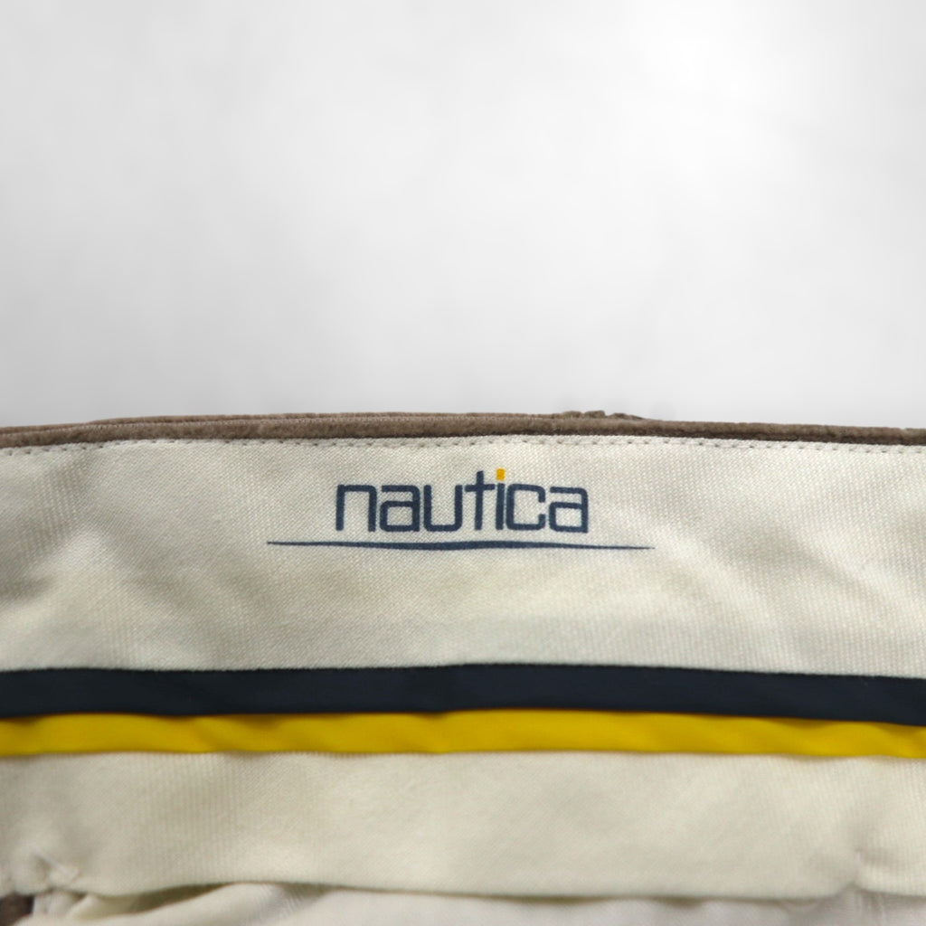 NAUTICA 90s 2-Tuck Wide Corduroy Chino Pants, Large, Brown Cotton, Pleated