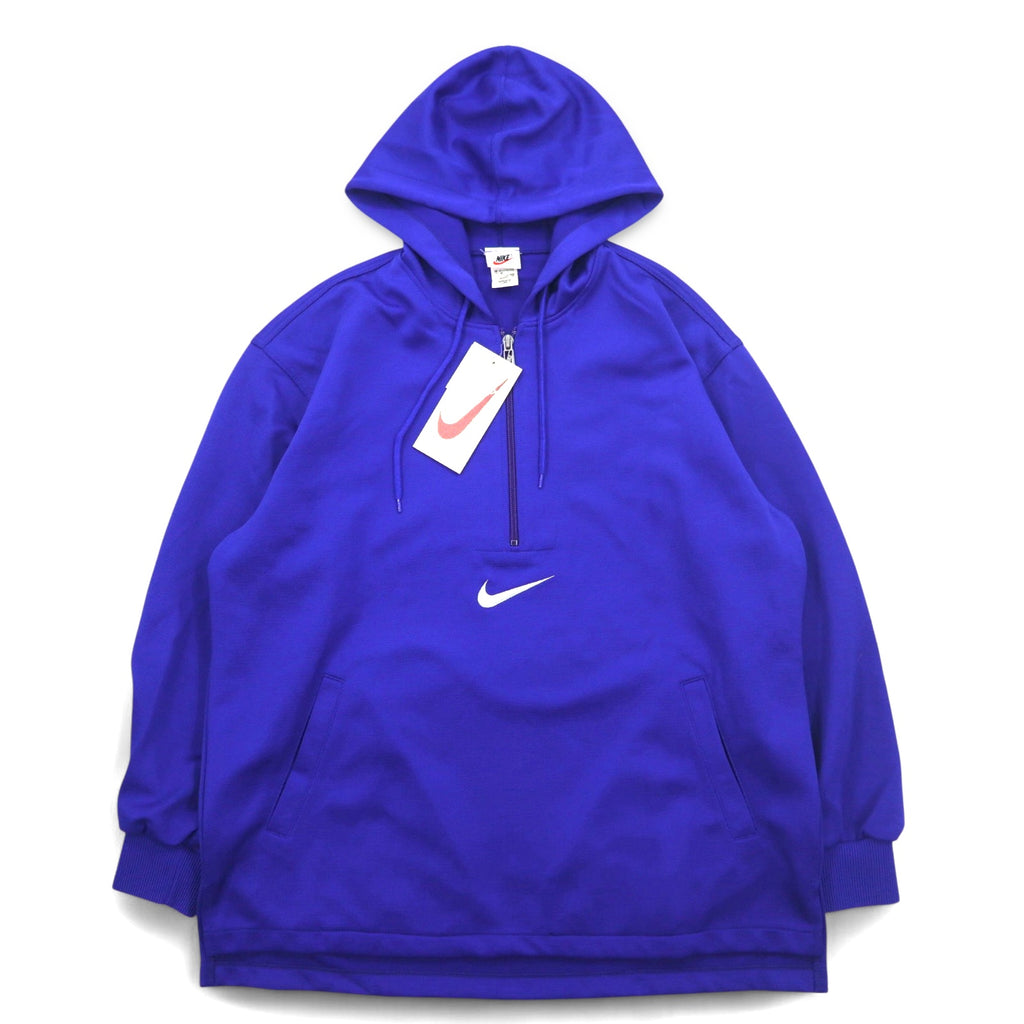 NIKE 90年代 銀タグ ハーフジップ トラックパーカー ジャージ M ブルー センタースウォッシュ 両面ロゴ刺繍 日本製 未使用品