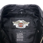 HARLEY DAVIDSON G-1 Leather Flight Jacket, Rider's Jacket, M, Black, Grained Leather, Detachable Fleece Collar, Embroidered Back Logo