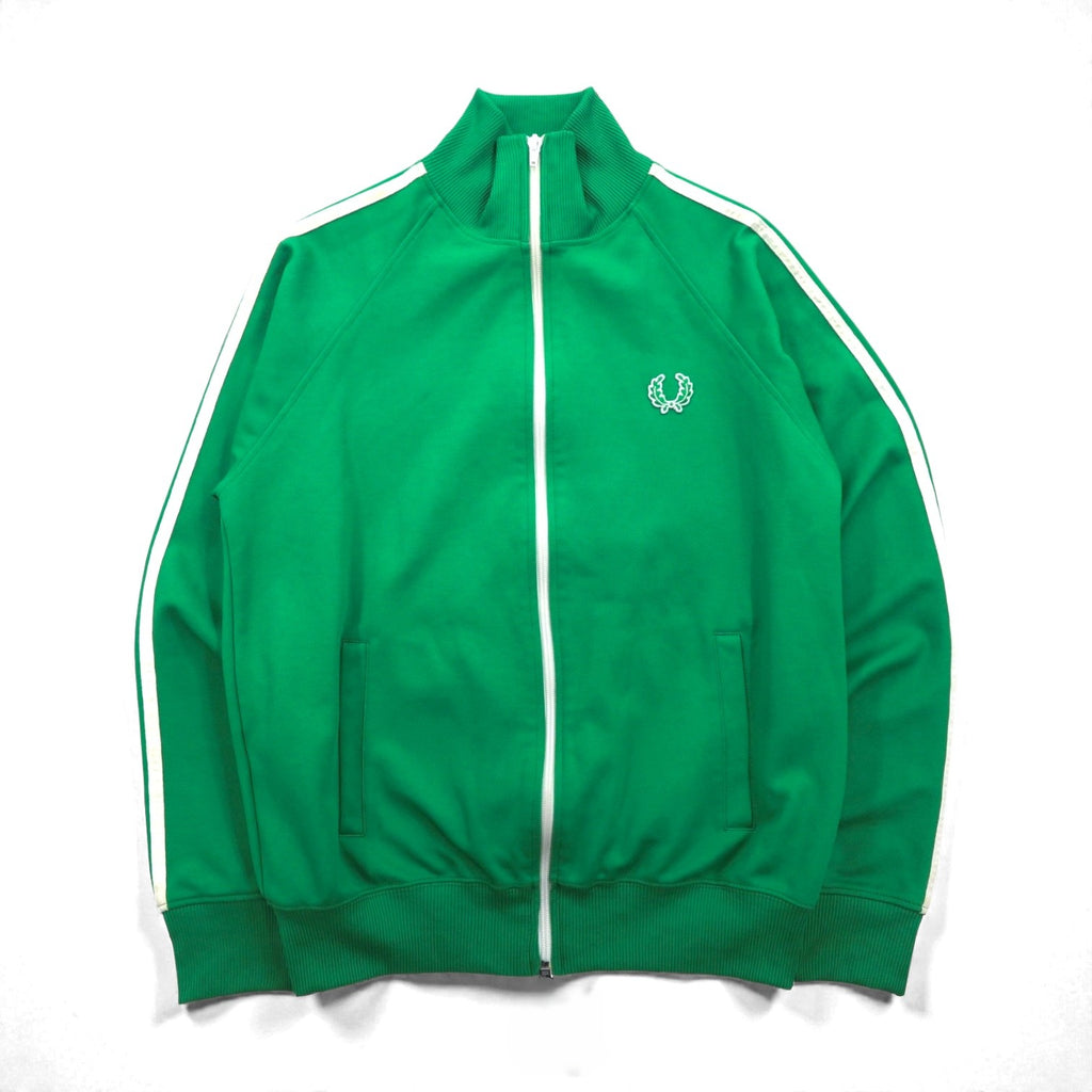 FRED PERRY 80s Stand Collar Track Jacket Jersey S Green Full Zip High Neck