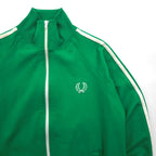 FRED PERRY 80s Stand Collar Track Jacket Jersey S Green Full Zip High Neck