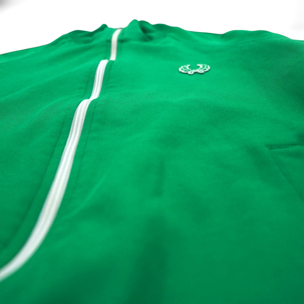 FRED PERRY 80s Stand Collar Track Jacket Jersey S Green Full Zip High Neck