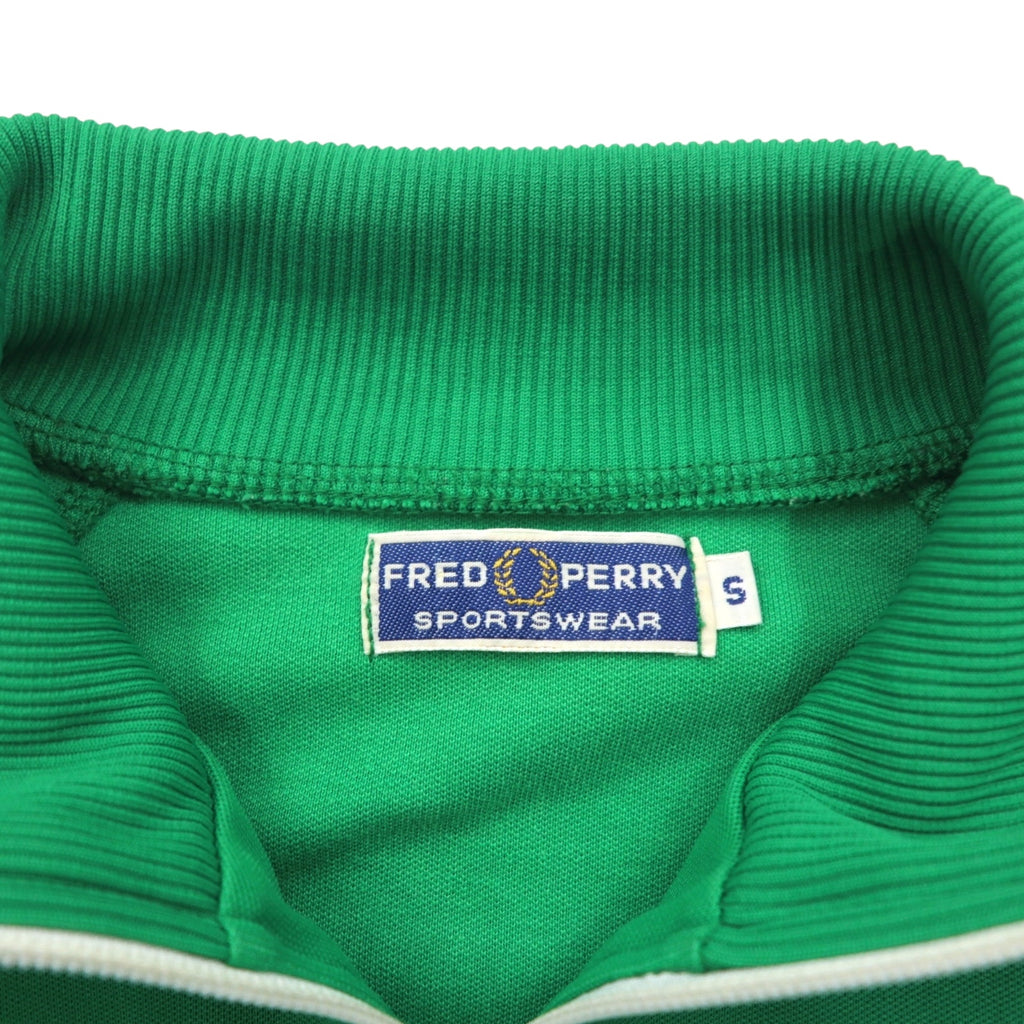 FRED PERRY 80s Stand Collar Track Jacket Jersey S Green Full Zip High Neck