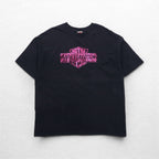 HARLEY DAVIDSON Double-sided Print Hanes BEEFY T-shirt 2XL Black Cotton