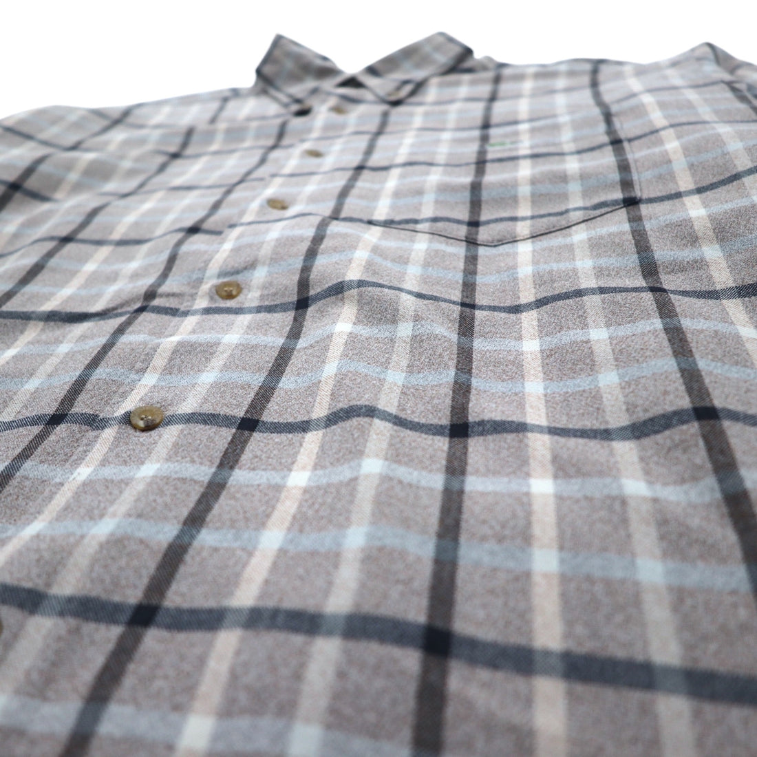 LACOSTE Big Size Button Down Shirt M Gray Windowpane Check One Point Logo