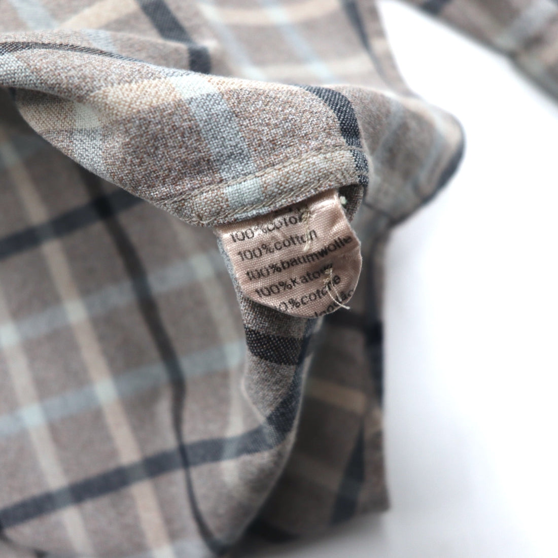 LACOSTE Big Size Button Down Shirt M Gray Windowpane Check One Point Logo