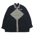 Vintage 90s Japan Made Retro Shirt punto 90年代 異素材切り替え デザイン ポリシャツ L ブラック 日本製