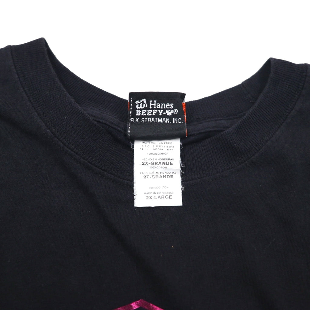 HARLEY DAVIDSON Double-sided Print Hanes BEEFY T-shirt 2XL Black Cotton