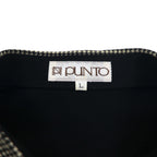 Vintage 90s Japan Made Retro Shirt punto 90年代 異素材切り替え デザイン ポリシャツ L ブラック 日本製