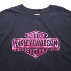 HARLEY DAVIDSON Double-sided Print Hanes BEEFY T-shirt 2XL Black Cotton
