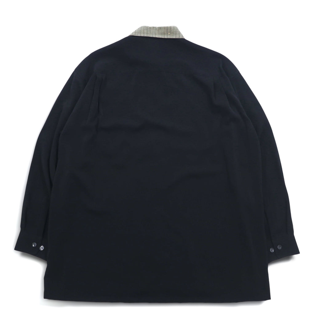 Vintage 90s Japan Made Retro Shirt punto 90年代 異素材切り替え デザイン ポリシャツ L ブラック 日本製
