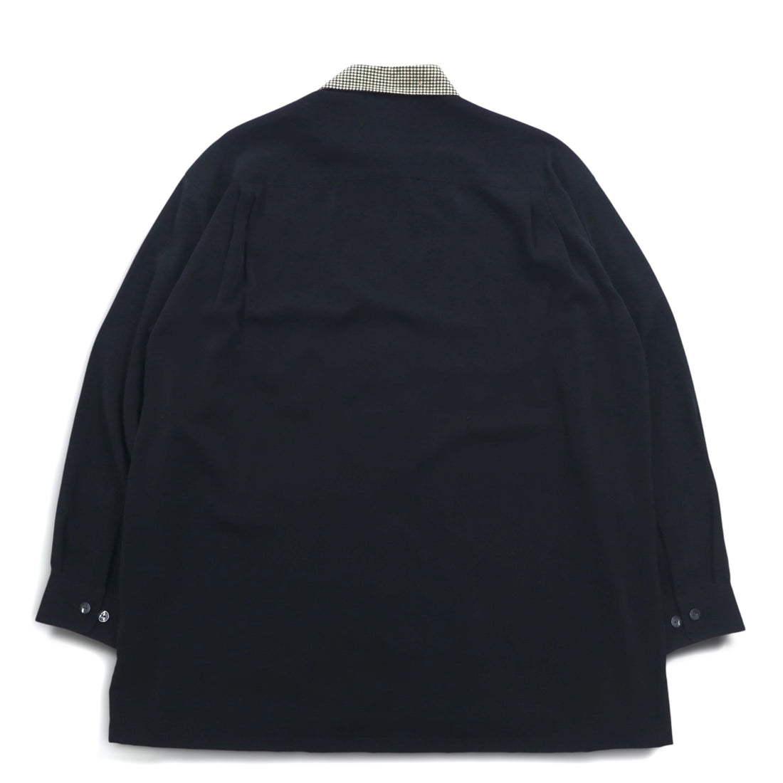Vintage 90s Japan Made Retro Shirt punto 90年代 異素材切り替え デザイン ポリシャツ L ブラック 日本製