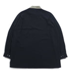 Vintage 90s Japan Made Retro Shirt punto 90年代 異素材切り替え デザイン ポリシャツ L ブラック 日本製