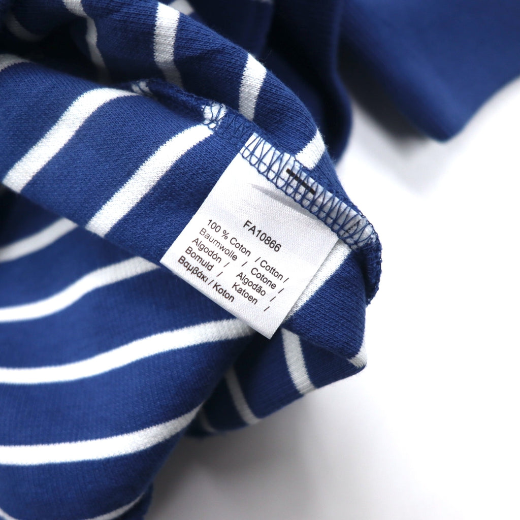 LACOSTE Half-Zip Cotton Knit Sweater L Navy Striped One-Point Logo Made in Peru