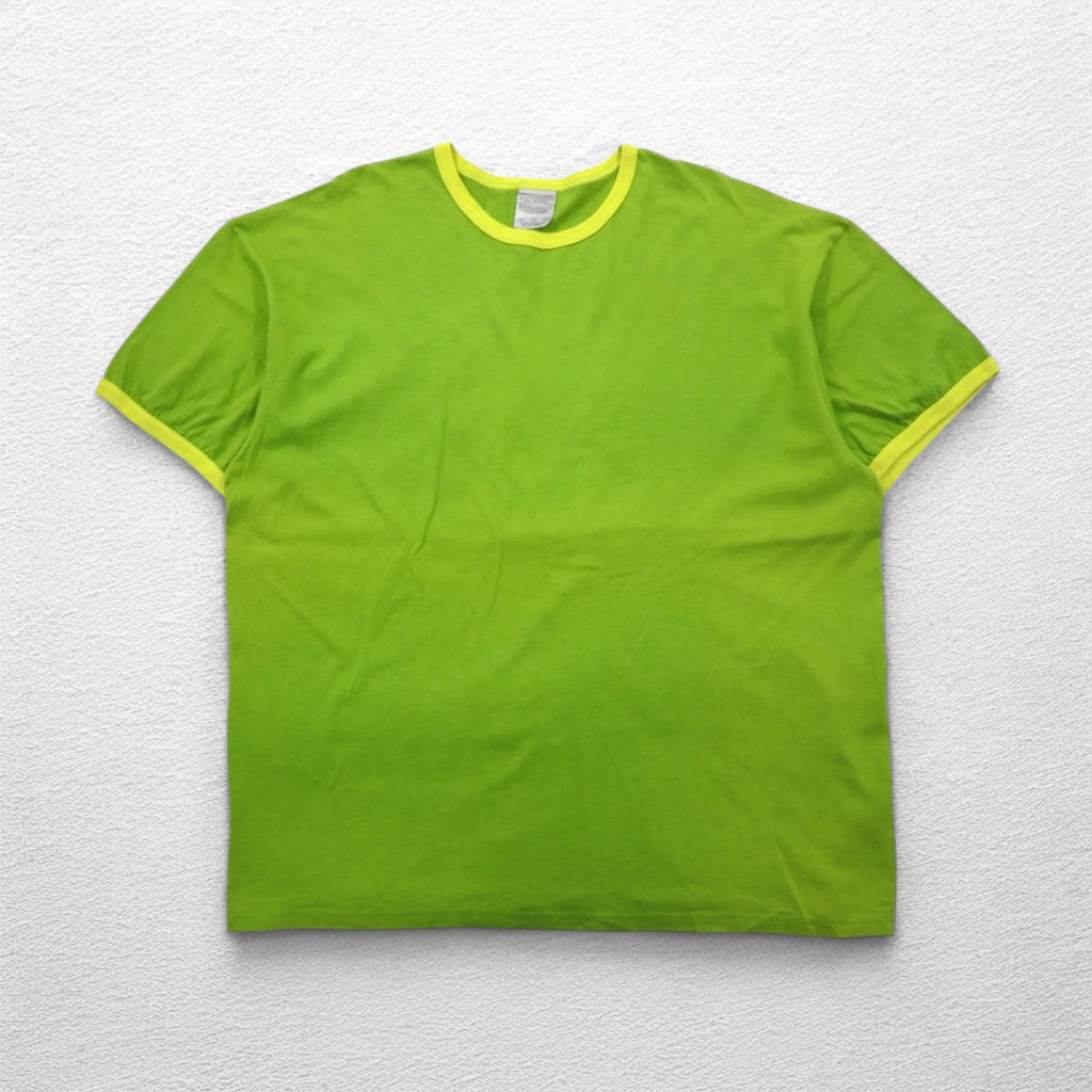 NIKE 00s Ringer T-shirt 2XL lime green cotton plain