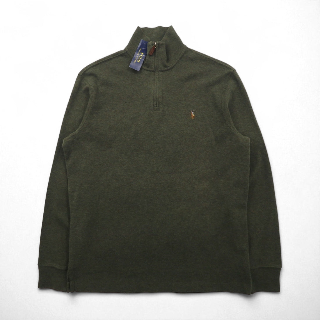 POLO RALPH LAUREN ハーフジップ スウェット ESTATE RIB トレーナー M カーキ スモールポニー 刺繍 未使用品