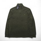 POLO RALPH LAUREN ハーフジップ スウェット ESTATE RIB トレーナー M カーキ スモールポニー 刺繍 未使用品