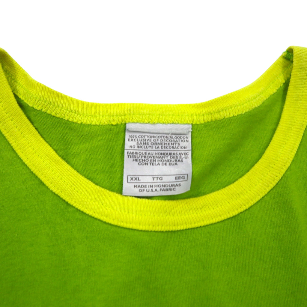 NIKE 00s Ringer T-shirt 2XL lime green cotton plain