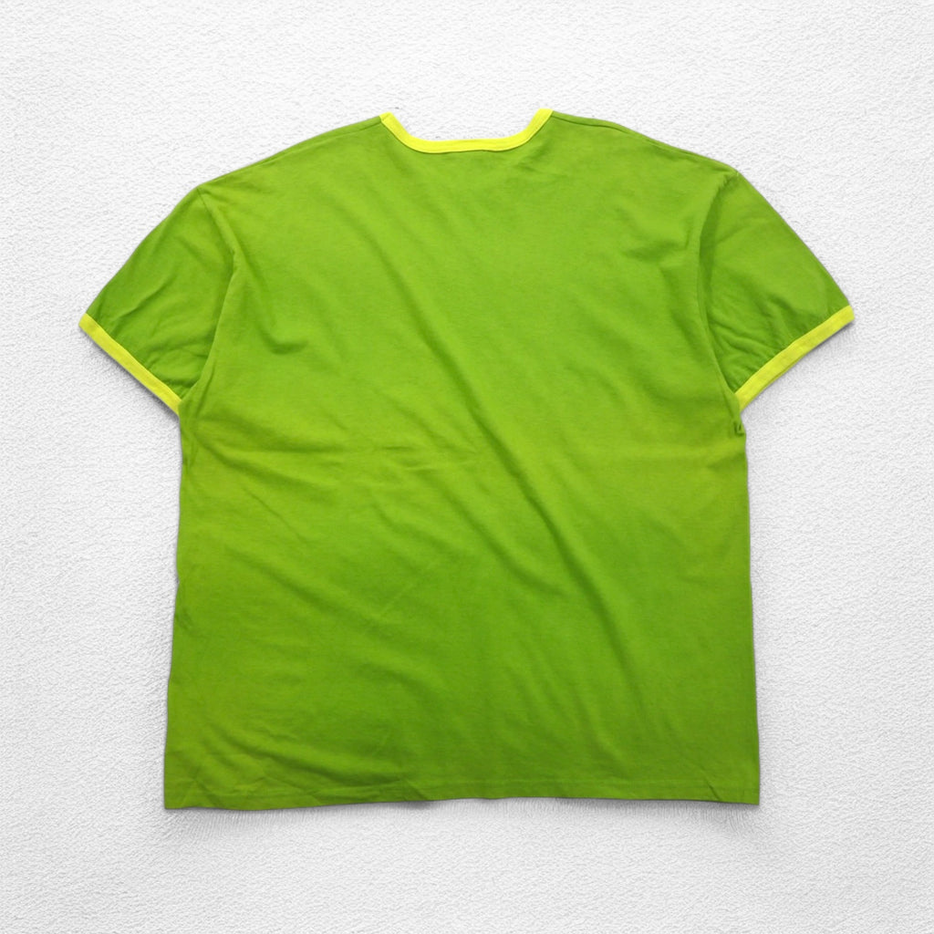 NIKE 00s Ringer T-shirt 2XL lime green cotton plain