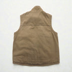 Woolrich ダック地 ベスト L ブラウン 裏地フリース チェック ジップアップ 22830
