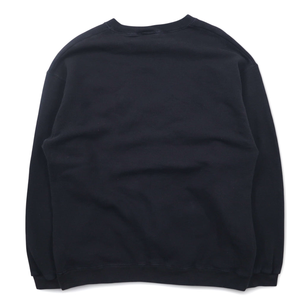 Reebok 90s Crew Neck Sweatshirt L Black Cotton One Point Logo Embroidery