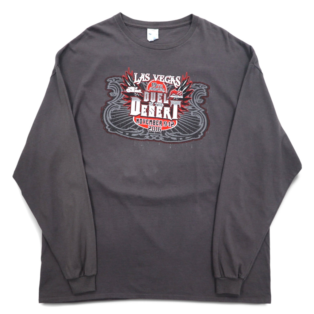 DELTA Long Sleeve T-Shirt, Long Sleeve, 3XL, Gray, Double Sided Print, Racing Car, DUEL IN THE DESERT