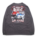 DELTA Long Sleeve T-Shirt, Long Sleeve, 3XL, Gray, Double Sided Print, Racing Car, DUEL IN THE DESERT
