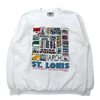 日本然リトテ-古着オンライン-Lee USA製 90年代 プリント スウェット XL ホワイト コットン ST. LOUIS 裏起毛 ビッグサイズ-Lee USA Made 90's Print Sweatshirt XL White Cotton ST. LOUIS brushed lining Big Size