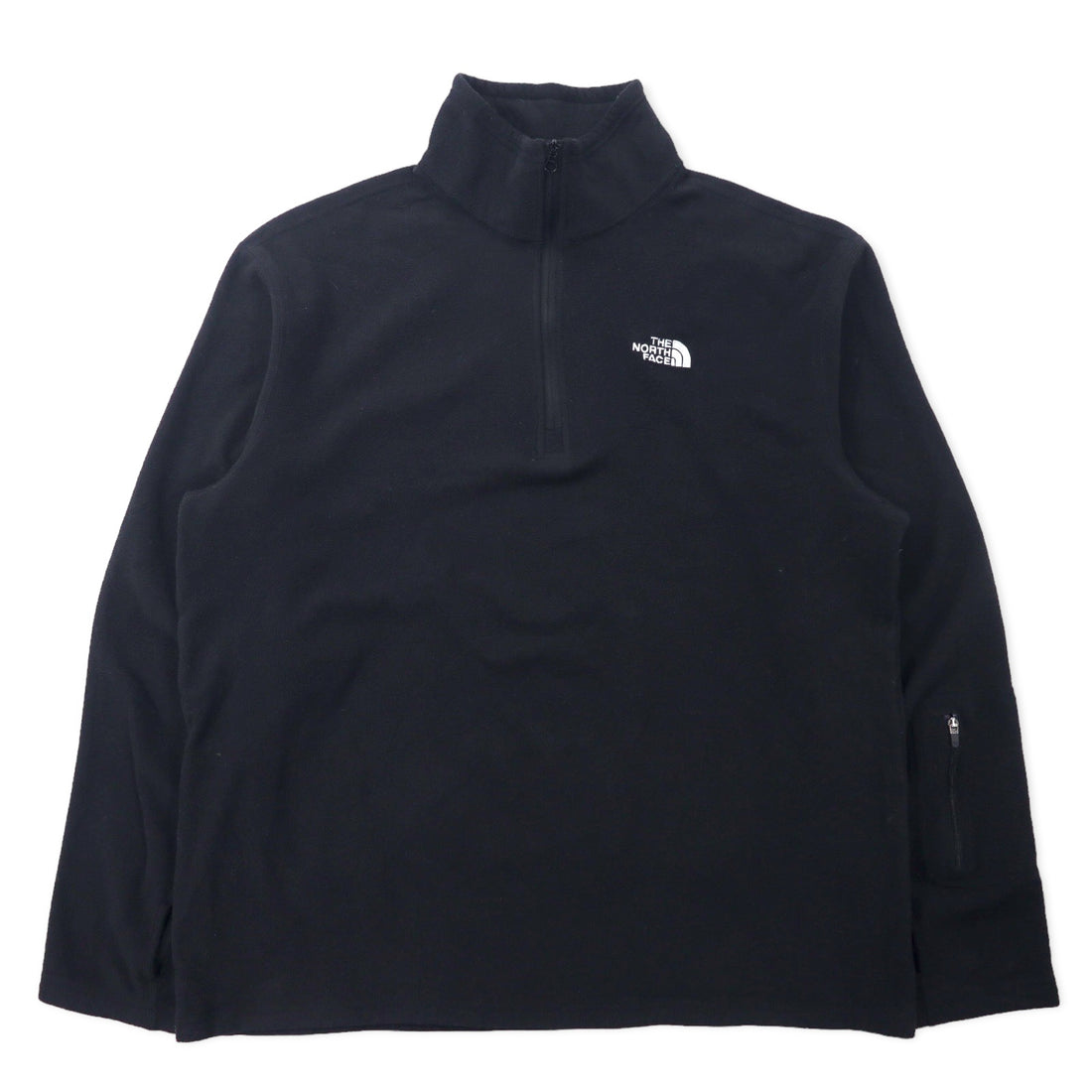 日本然リトテ-古着オンライン-THE NORTH FACE ハーフジップ フリースジャケット L ブラック ポリエステル ワンポイントロゴ刺繍-THE NORTH FACE Half Zip FLEECE Jacket L Black polyester One Point Logo Embroidery