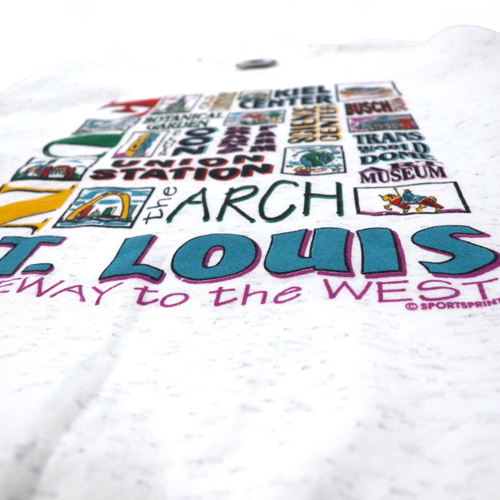 Lee USA Made 90s Printed Sweatshirt XL White Cotton ST. LOUIS Fleece Lined Big Size