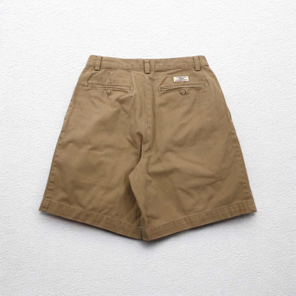 Polo by Ralph Lauren 90s Polo Chino 2-Pleated Shorts, Half Pants, Medium, Beige, Cotton, TYLER SHORT