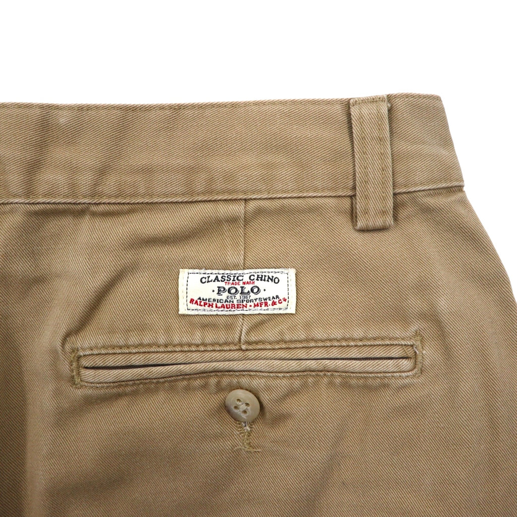 Polo by Ralph Lauren 90s Polo Chino 2-Pleated Shorts, Half Pants, Medium, Beige, Cotton, TYLER SHORT