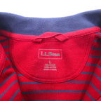 LLBean Half Zip Sweatshirt L Red Navy Border Cotton Pique