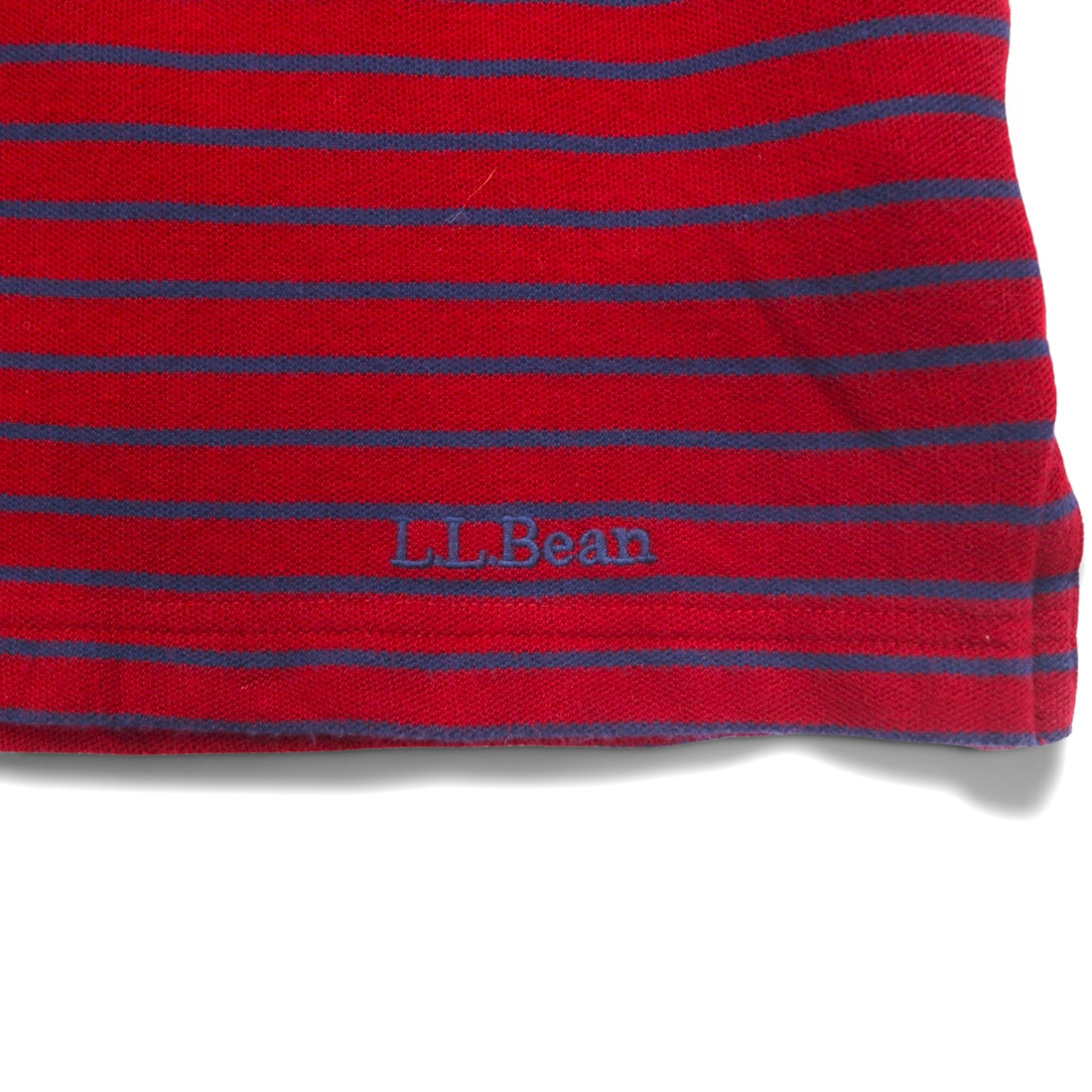 LLBean Half Zip Sweatshirt L Red Navy Border Cotton Pique