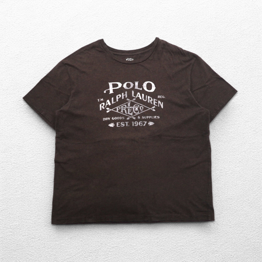 POLO RALPH LAUREN Vintage Logo Print T-Shirt XL Brown Cotton
