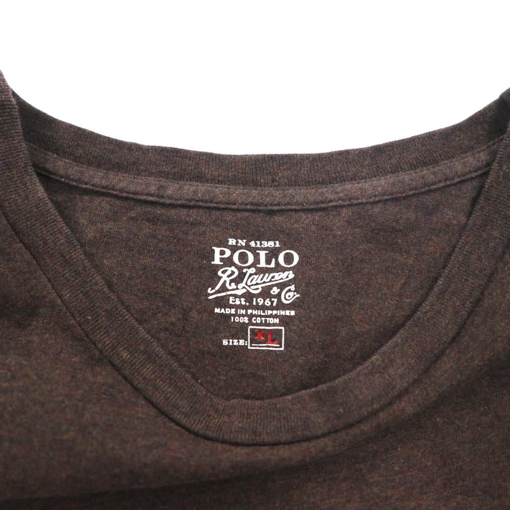 POLO RALPH LAUREN Vintage Logo Print T-Shirt XL Brown Cotton