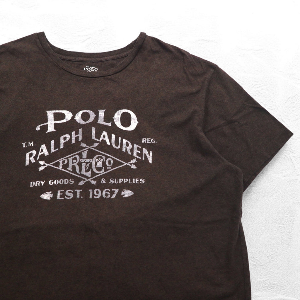 POLO RALPH LAUREN Vintage Logo Print T-Shirt XL Brown Cotton