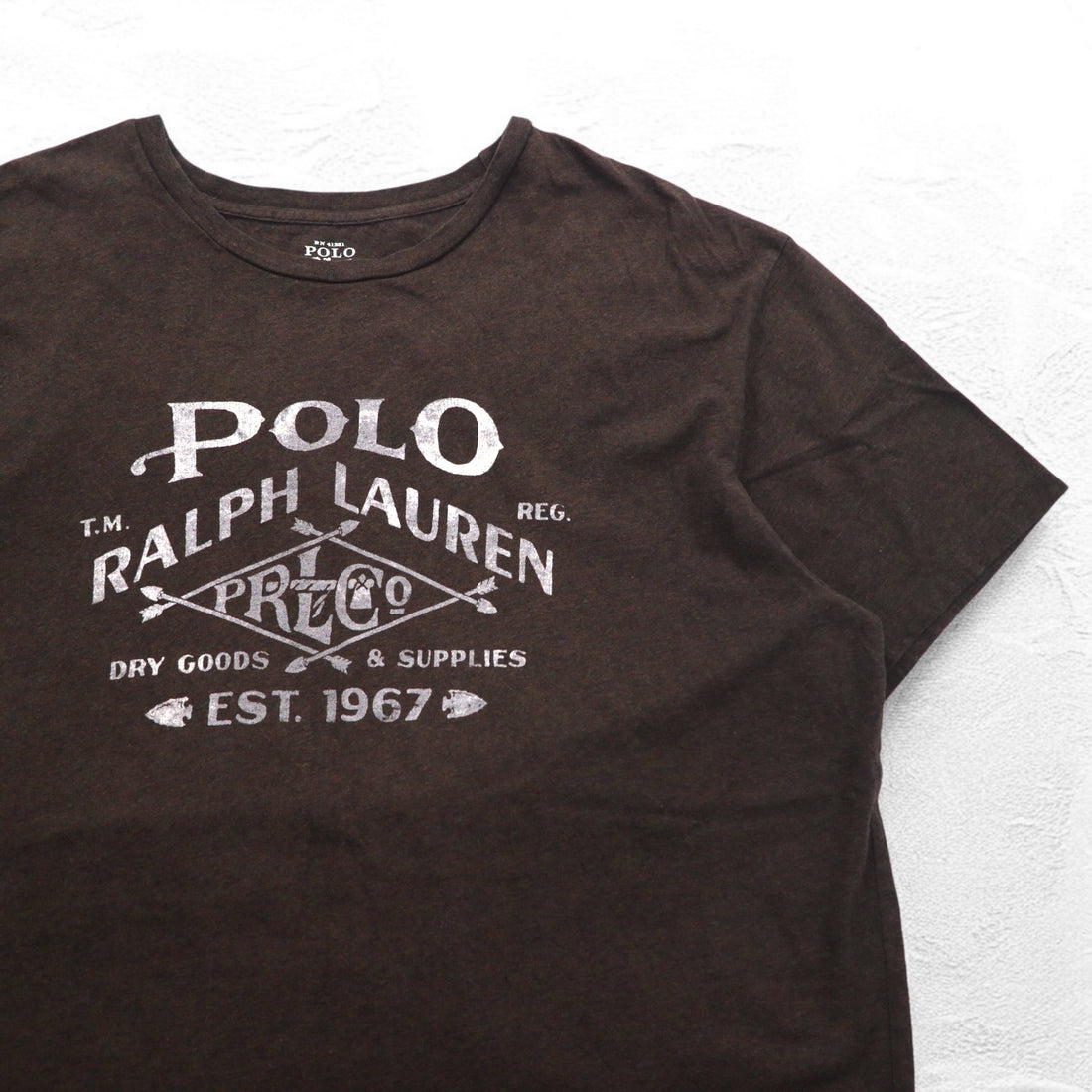 POLO RALPH LAUREN Vintage Logo Print T-Shirt XL Brown Cotton