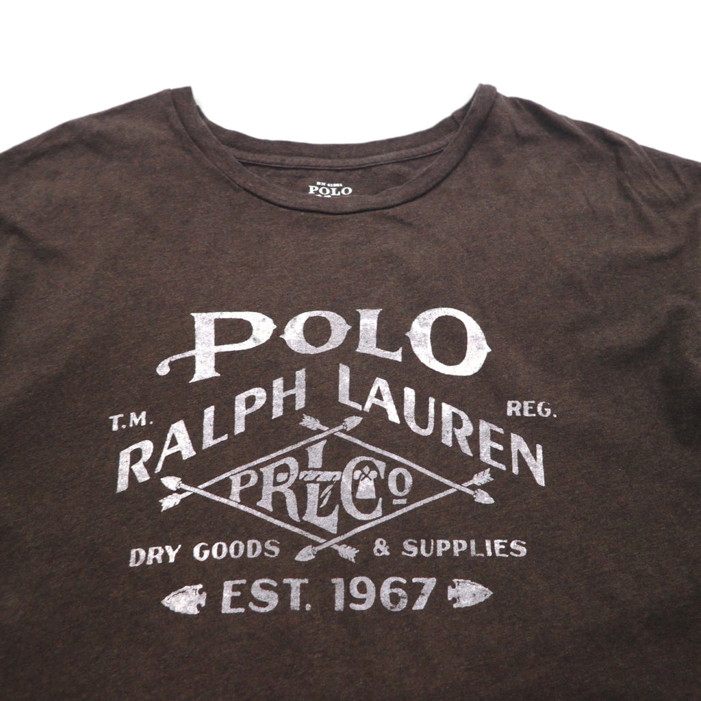 POLO RALPH LAUREN Vintage Logo Print T-Shirt XL Brown Cotton