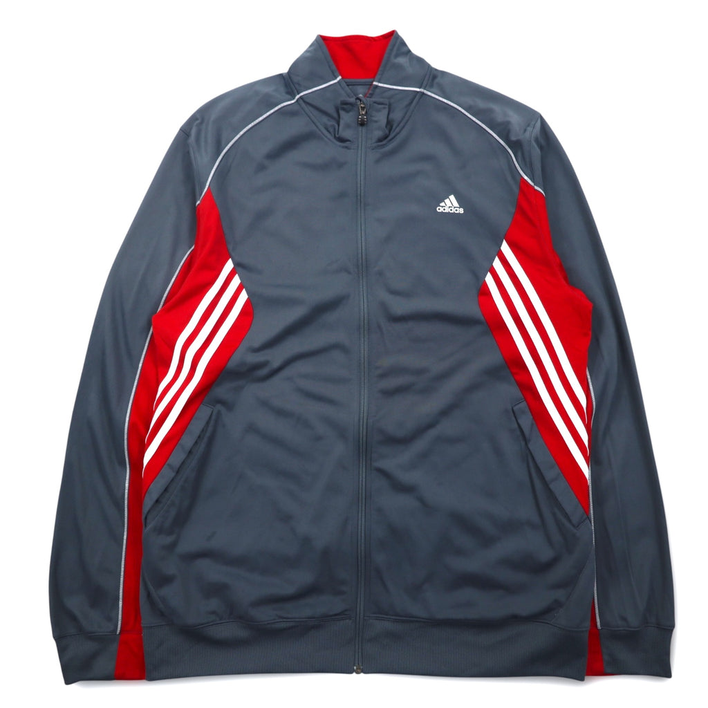 adidas Big Size 3-Stripe Track Jacket Jersey 4XL Grey Red Polyester