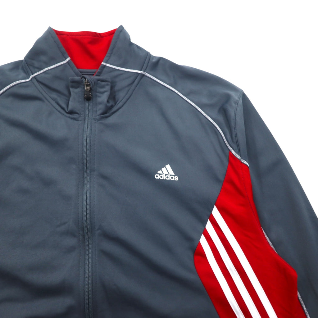 adidas Big Size 3-Stripe Track Jacket Jersey 4XL Grey Red Polyester