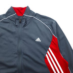adidas Big Size 3-Stripe Track Jacket Jersey 4XL Grey Red Polyester
