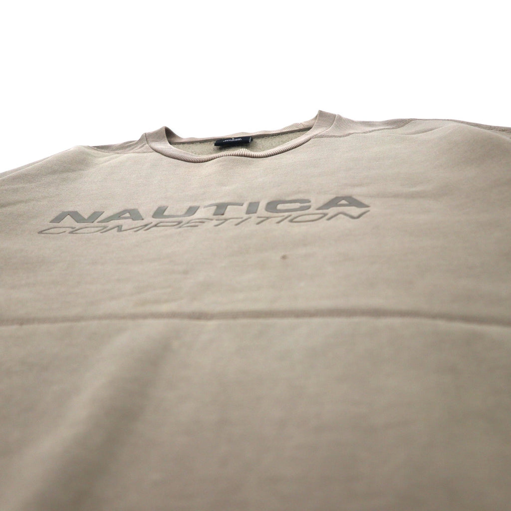 NAUTICA COMPETITION Logo Print Sweatshirt L Beige Cotton