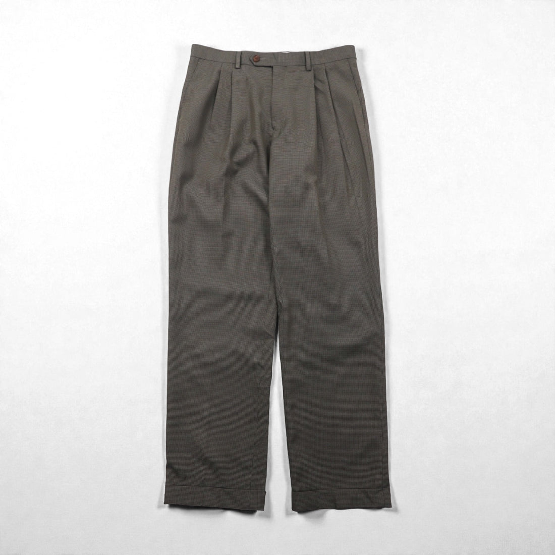 Ralph Lauren 90年代 2タック プリーツ スラックス パンツ M グレー ガンクラブチェック WASHABLE ダブルカフス