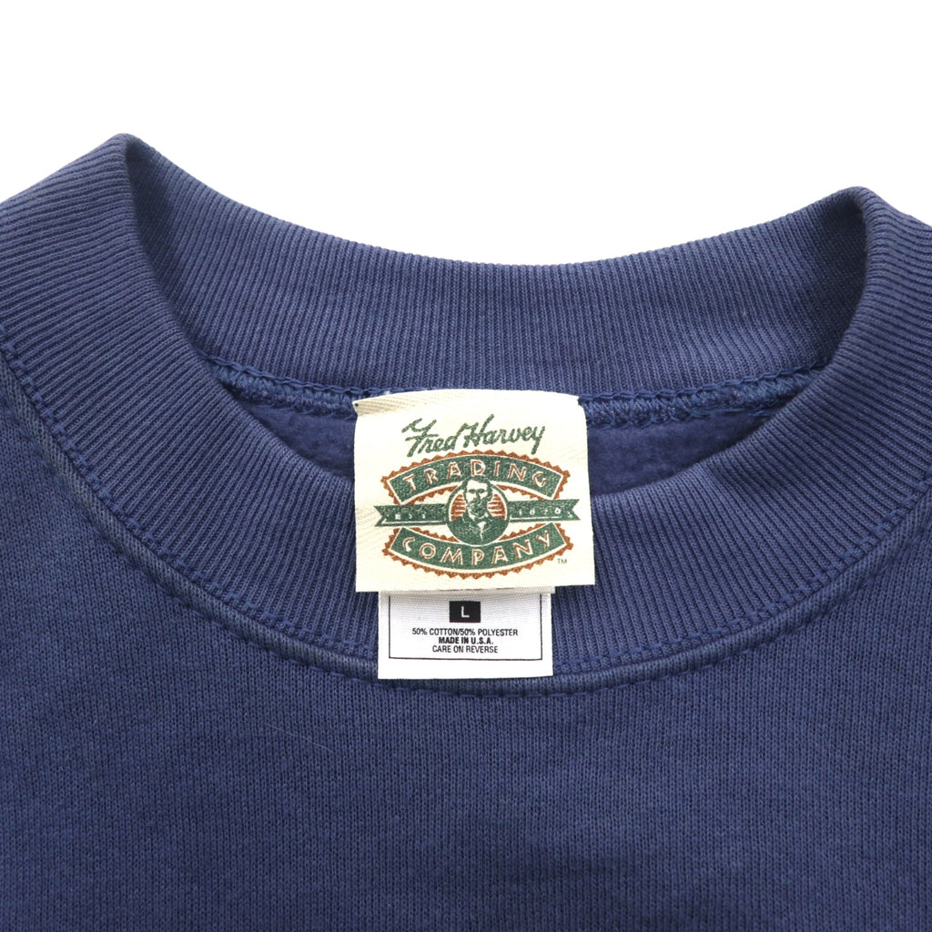 Made in the USA 90s FRUIT OF THE LOOM Body Sweatshirt L Navy Fleece Lined GRAND CANYON Embroidery Fred Harvey
