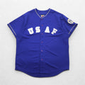 US AIR FORCE US Military Baseball Shirt 2XL Blue Polyester E9 DESIGN