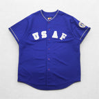 US AIR FORCE US Military Baseball Shirt 2XL Blue Polyester E9 DESIGN