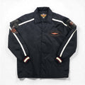 HARLEY DAVIDSON 00s Racing Jacket Nylon Padded Coach Jacket, Size L, Black Embroidery, Side Stripes