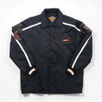 HARLEY DAVIDSON 00s Racing Jacket Nylon Padded Coach Jacket, Size L, Black Embroidery, Side Stripes