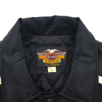 HARLEY DAVIDSON 00s Racing Jacket Nylon Padded Coach Jacket, Size L, Black Embroidery, Side Stripes